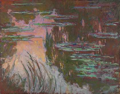 睡莲，夕阳`Water-Lilies, Setting Sun by Claude Monet