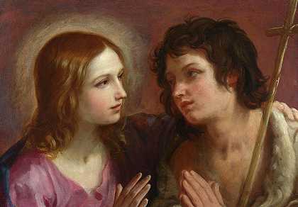 基督拥抱施洗圣约翰`Christ embracing Saint John the Baptist by Guido Reni