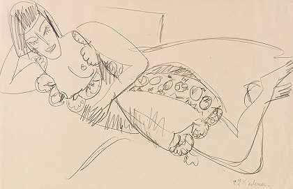Liegender Frauenakt`Liegender Frauenakt (1915) by Ernst Ludwig Kirchner