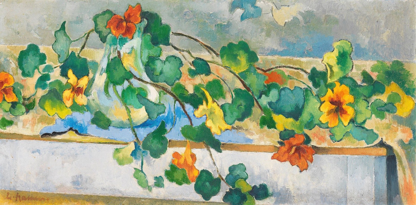 卷尾猴`Kapuzinerkresse (1925) by Heinrich Nauen