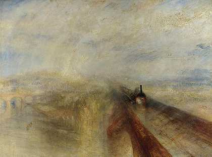 雨水、蒸汽和速度——西部大铁路`Rain, Steam, and Speed – The Great Western Railway by Joseph Mallord William Turner