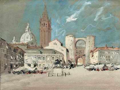 帕多瓦西诺里广场`Piazza Dei Signori, Padua by Hercules Brabazon Brabazon