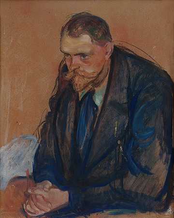 海尔格·布克斯特罗姆肖像`Portrait of Helge Bäckström (1894) by Edvard Munch