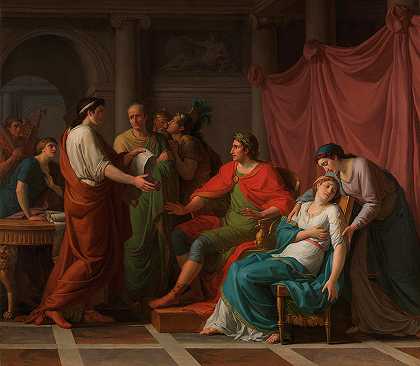 维吉尔给奥古斯都和奥克塔维亚读《埃涅伊德》`Virgil reading the Aeneid to Augustus and Octavia by Jean-Joseph Taillasson