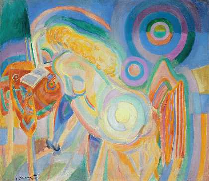 Femme nue lisant（裸体女性阅读）`Femme nue lisant (Nude Woman Reading) (1920) by Robert Delaunay