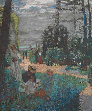 Vasouy的露台`The Terrace at Vasouy by Edouard Vuillard