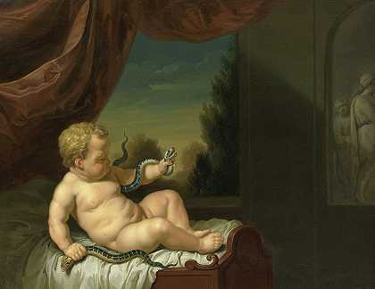 婴儿赫拉克勒斯和一条蛇`The Infant Hercules with a Serpent by Pieter Van Der Werff