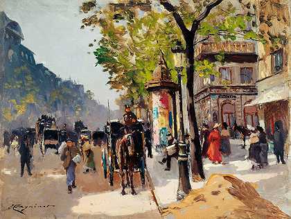 意大利大道`Le Boulevard des Italiens (1900) by Emile Cagniart