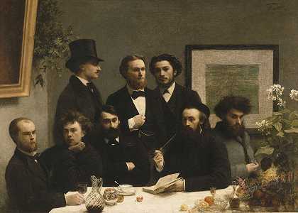 在桌子旁边`By The Table (1872) by Henri Fantin-Latour