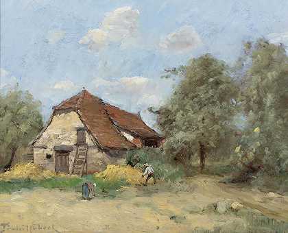 农场附近的收割者`La Faucheur Près De La Ferme by Paul Désiré Trouillebert