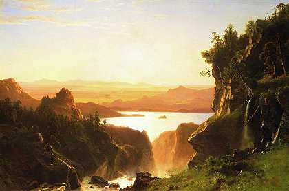 怀俄明州风河山脉岛湖`Island Lake, Wind River Range, Wyoming by Albert Bierstadt