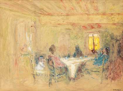 哦，桌子。`À Table by Édouard Vuillard
