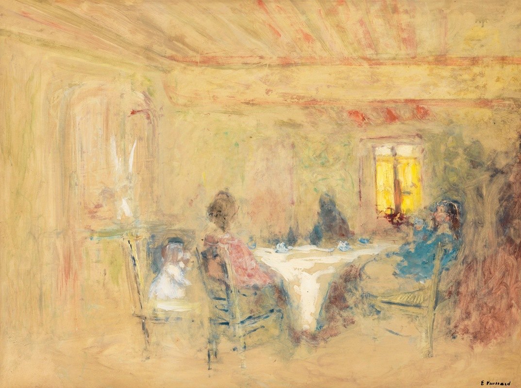 哦，桌子。`À Table by Édouard Vuillard