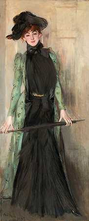 罗杰·乔丹夫人肖像`Portrait of Madame Roger Jourdain (1889) by Giovanni Boldini