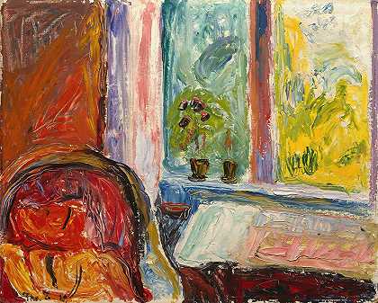 红色的椅子`The red Chair (1929) by Thorvald Erichsen