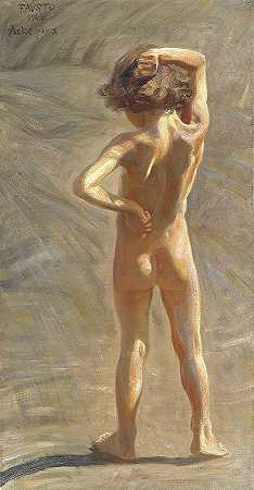 对一个裸体男孩的研究`Study of a Nude Boy by Johan Axel Gustaf Andersson