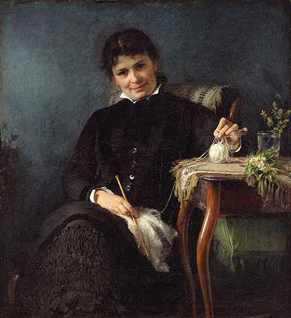 艺术家安娜·西坎普女士她姐姐`Madam Anna Seekamp, the Artists Sister (1881 ~ 1882) by Bertha Wegmann