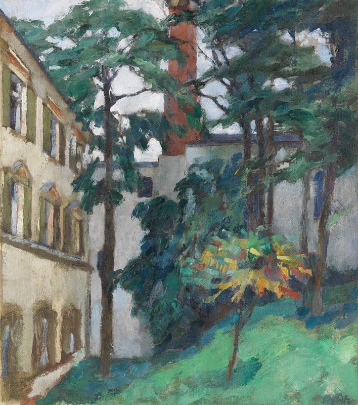 城堡庭院`Schlosshof (1912) by Leo Putz