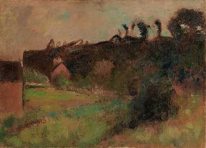 脚下的房屋悬崖`Maisons Au Pied Dune Falaise (circa 1895 98) by Edgar Degas