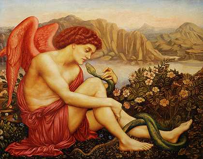 天使与蛇`Angel with Serpent by Evelyn De Morgan