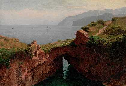 自然拱门，卡普里`Natural Arch, Capri by William Stanley Haseltine