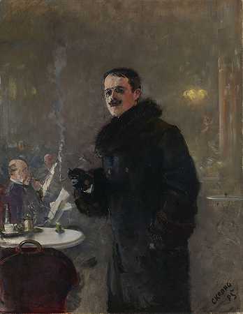 画家格哈德·蒙特的肖像`Portrait of the Painter Gerhard Munthe (1885) by Christian Krohg
