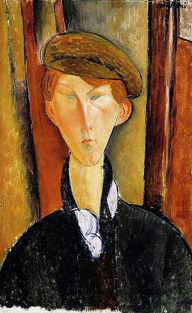 戴帽子的年轻人`Young Man With Cap by Amedeo Modigliani