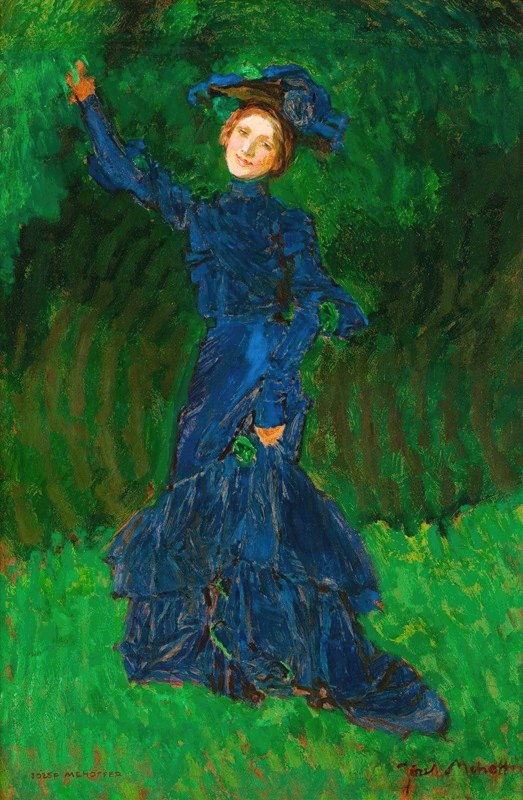 女性形象——绘画研究奇异花园`Figure of a Woman – Study to the Painting ;Strange Garden (1902) by Józef Mehoffer