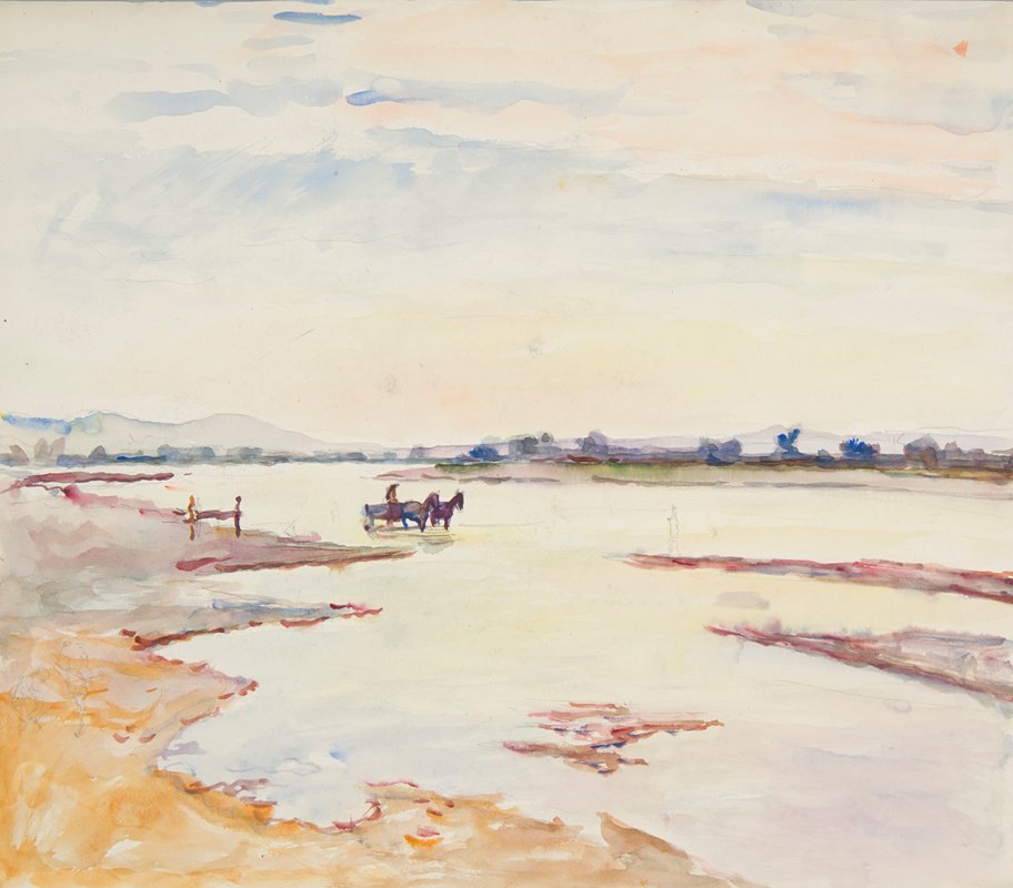 河流景观`pejzaż z rzeką (1944) by Ivan Ivanec