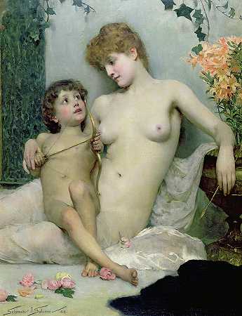 维纳斯与丘比特`Venus and Cupid by Solomon Joseph Solomon