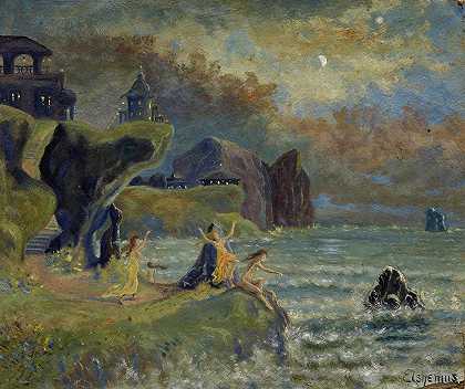 海妖`Sirens of The Sea (1908) by Louis Michel Eilshemius