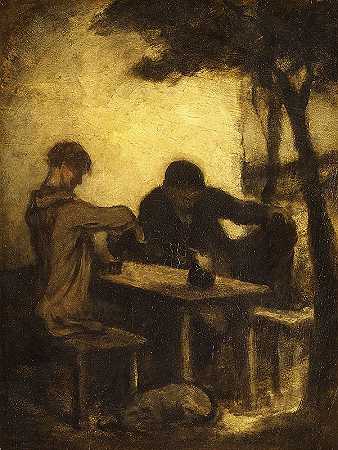 饮酒者`The Drinkers (by 1861) by Honoré Daumier