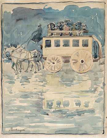 巴黎公共汽车`Parisian Omnibus (1893~1894) by Maurice Prendergast