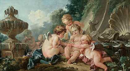阴谋中的丘比特`Cupids in Conspiracy by Francois Boucher