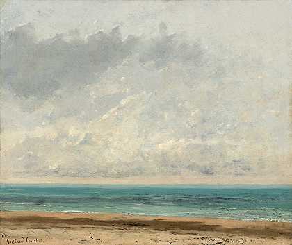 平静的大海`Calm Sea (1866) by Gustave Courbet