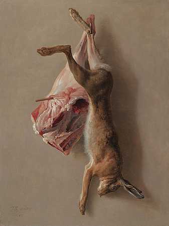 一只野兔和一条腿羔羊`A Hare and a Leg of Lamb by Jean-Baptiste Oudry