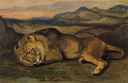 大狮子`Large Lion by Antoine Louis Barye