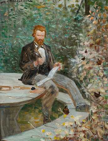 阿道夫·迪加西恩斯基肖像`Portrait of Adolf Dygasiński (1905) by Jacek Malczewski