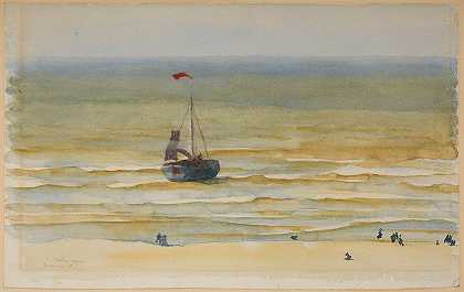 申维宁根之海`Sea at Scheveningen (1898) by Józef Pankiewicz