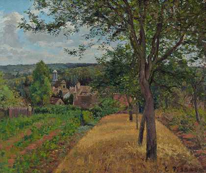 卢维西恩斯的果园`Orchards at Louveciennes (1872) by Camille Pissarro