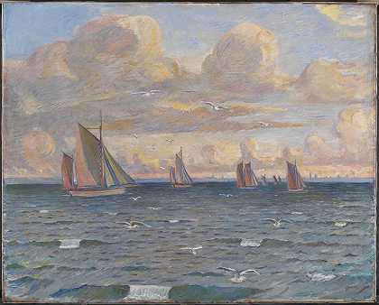 声音中的船`Ships in the Sound (1910 – 1917) by Poul Simon Christiansen