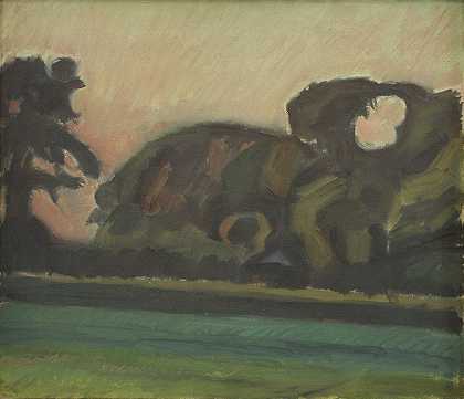 日落后的风景`Landscape after Sunset (1923) by Harald Giersing