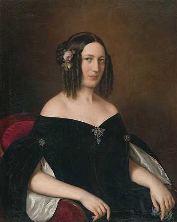 年轻寡妇的画像`Portrait of a young widow (1842) by Miklós Barabás