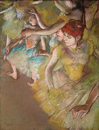 舞台上的芭蕾舞演员`Ballet Dancers on the Stage by Edgar Degas