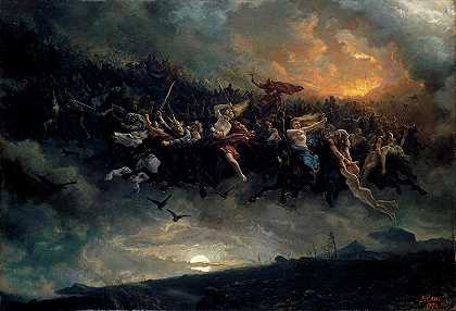 奥丁的疯狂狩猎`The wild Hunt of Odin by Peter Nicolai Arbo