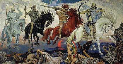 启示录中的四个骑士`The Four Horsemen of the Apocalypse by Victor Mikhailovich Vasnetsov