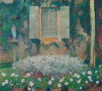 马奎罗花园厨房的窗户`La Fenêtre De La Cuisine Sur Le Jardin À Marquayrol (circa 1916) by Henri Martin