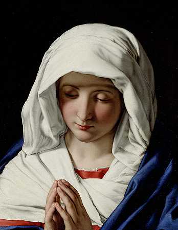 圣母祈祷`The Virgin praying by Giovanni Battista Salvi Sassoferrato