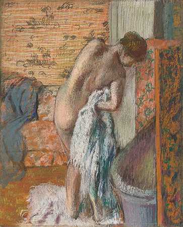 洗澡后（女S擦拭）`Après le bain (Femme sessuyant) (about 1896) by Edgar Degas