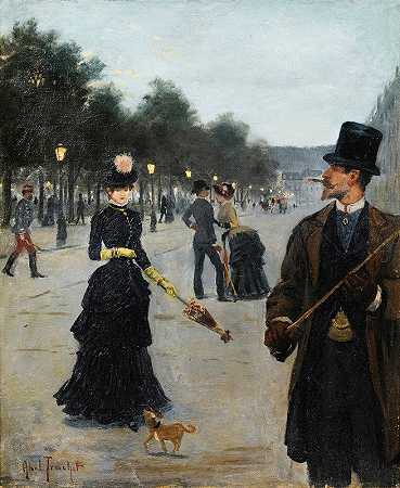 优雅的巴黎游荡`Elegants Wandering In Paris by Louis Abel-Truchet